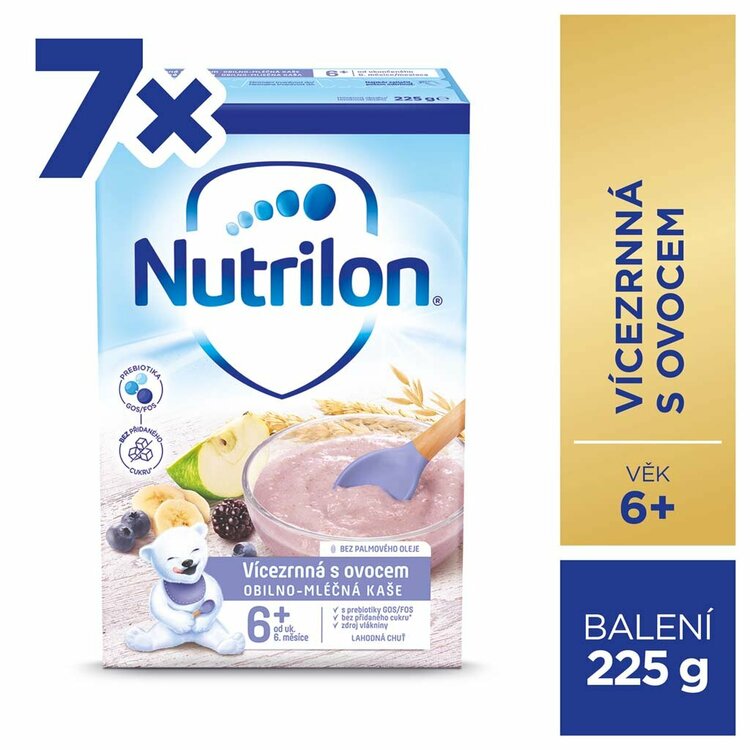 7x NUTRILON Pronutra Viaczrnná mliečna kaša s ovocím od uk. 6. mesiaca 225 g